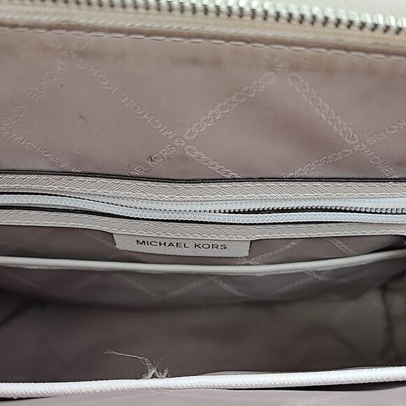 Michael Kors Prism Saffiano Leather Satchel Shoulder Bag White Purse 12 " - Picture 8 of 11